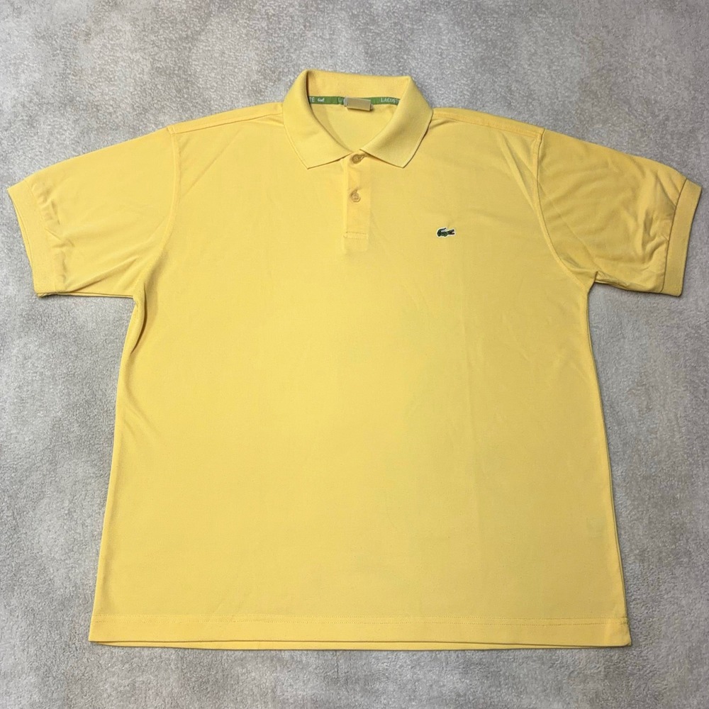 Lacoste Polo Shirt Yellow Short Sleeve Pique F4811 Made in France Mens 7 2XL